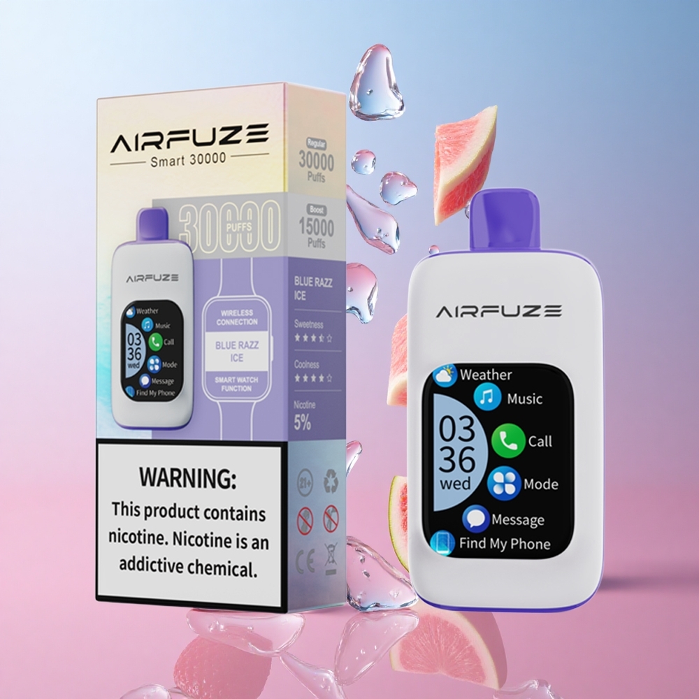 AirFuze Smart 30000 Puffs Vape Jetable Bleu Framboise Glacée avec écran tactile 2,01\" TFT wholesale Suisse
