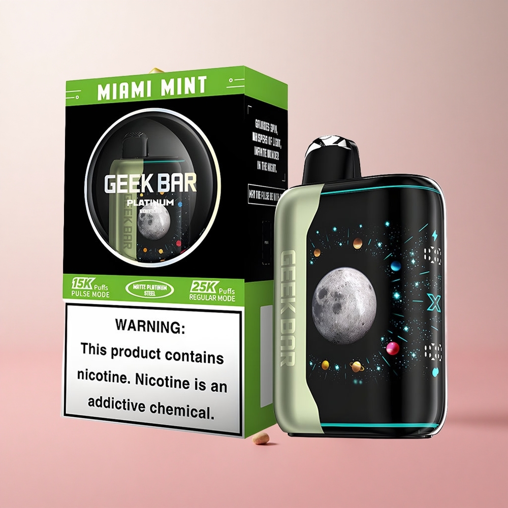 GEEK BAR Platinum Edition 25000 Puffs Menthe de Miami Finition Acier Platine Mat wholesale Suisse