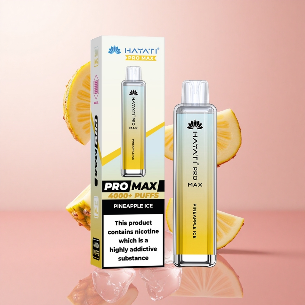 Hayati Pro Max 4000 Puffs Ananas Glacé Vape Jetable LED lumière au fond rechargeable wholesale Suisse