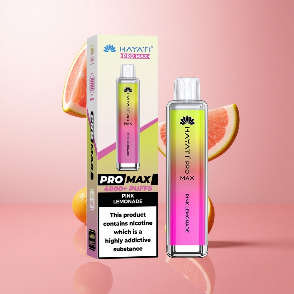 Hayati Pro Max 4000 Puffs Citron Rose Vape Jetable LED lumière Puissante batterie 1400mAh wholesale Suisse
