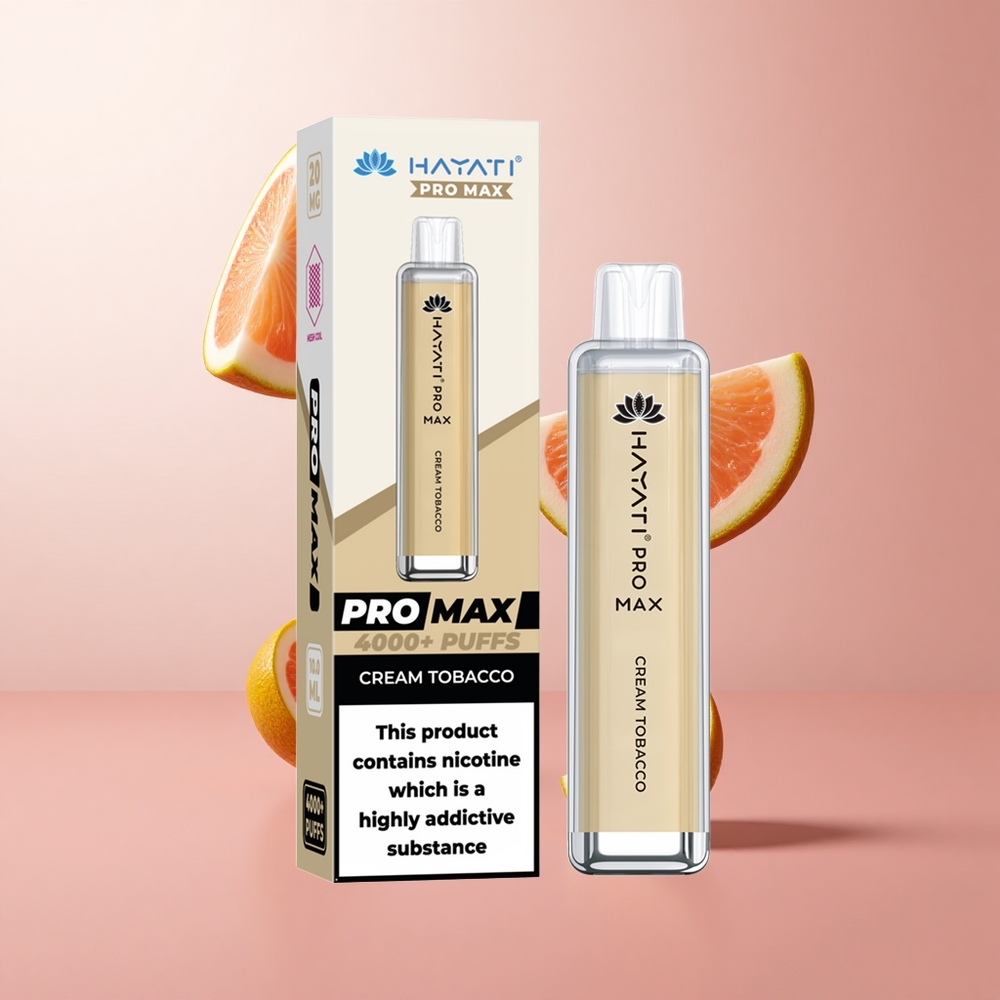 Hayati Pro Max 4000 Puffs Crème Tabac Vape Jetable 2%, 5% Nicotine Strength wholesale Suisse