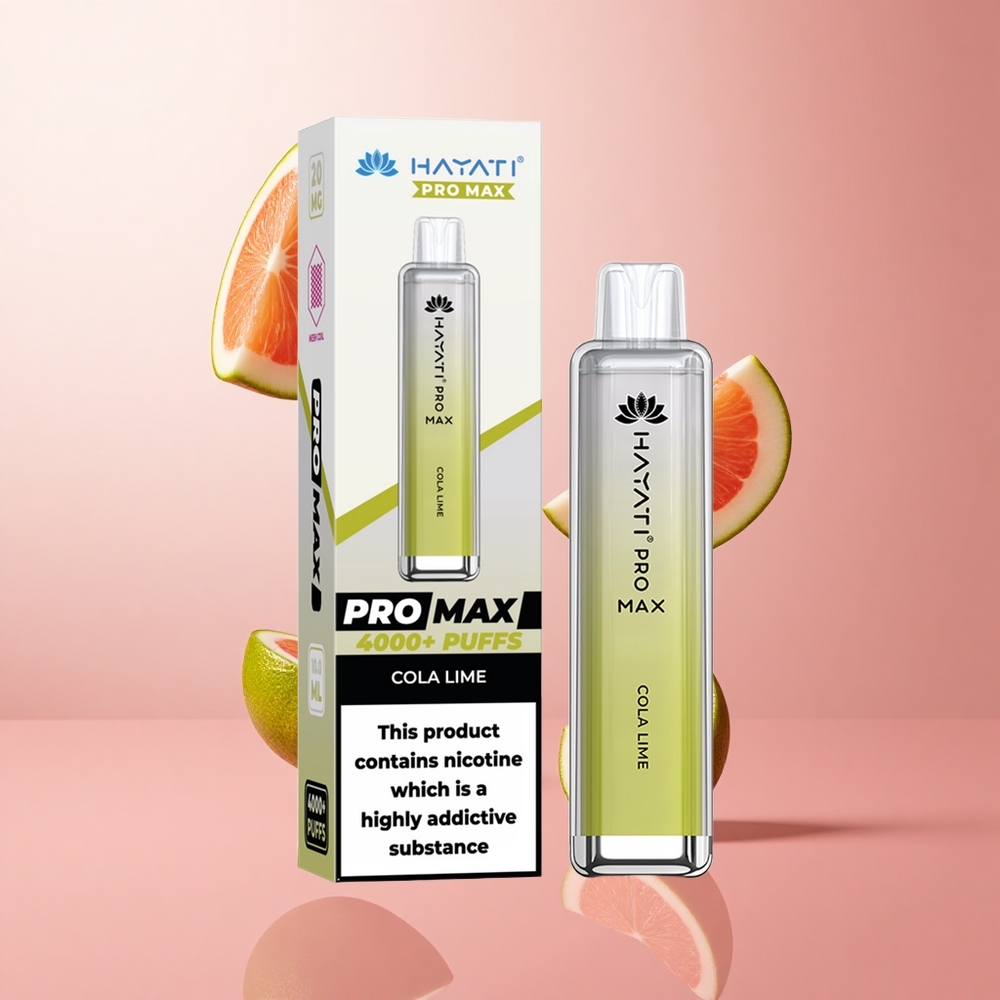 Hayati Pro Max 4000 Puffs E-liquide Cola Citron Vert LED Cristal Rechargeable wholesale Suisse