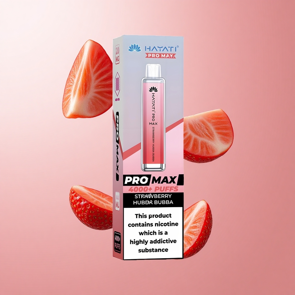 Hayati Pro Max 4000 Puffs Fraise Bubble Gum Rechargeable 1400mAh LED wholesale Suisse