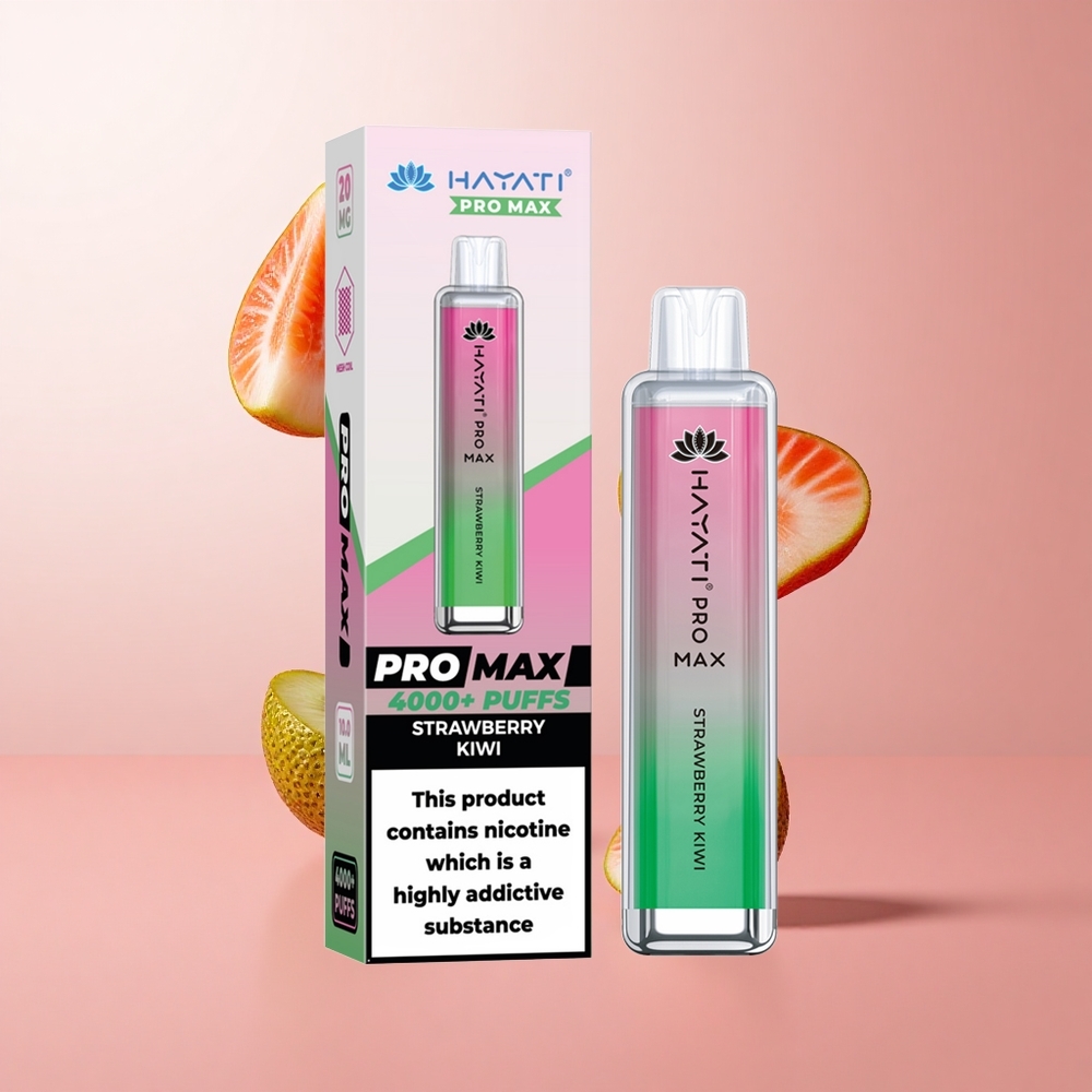Hayati Pro Max 4000 Puffs Fraise Kiwi Vape Jetable 1400mAh rechargeable LED crystal wholesale Suisse