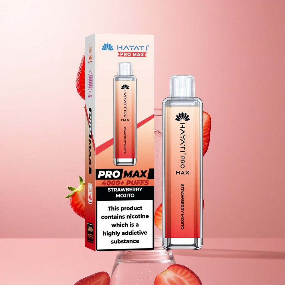Hayati Pro Max 4000 Puffs Fraise Mojito 1400mAh rechargeable LED cristal wholesale Suisse