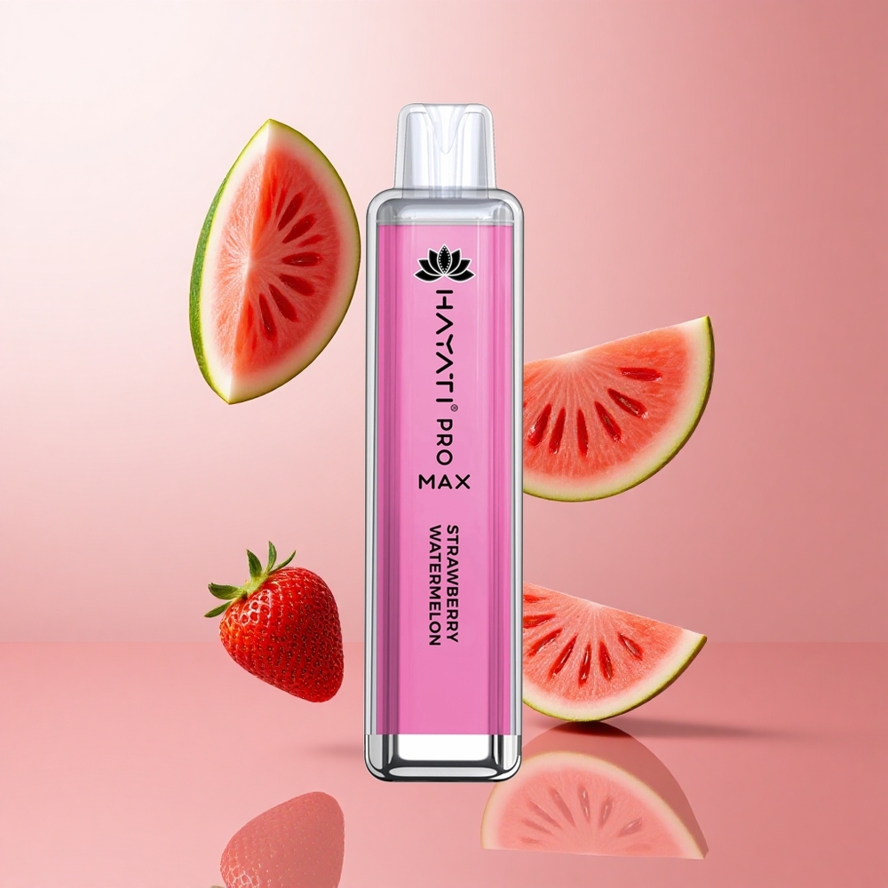 Hayati Pro Max 4000 Puffs Fraise Pastèque Dual 1.1 Ohm Mesh Coil LED Cristal rechargeable wholesale Suisse