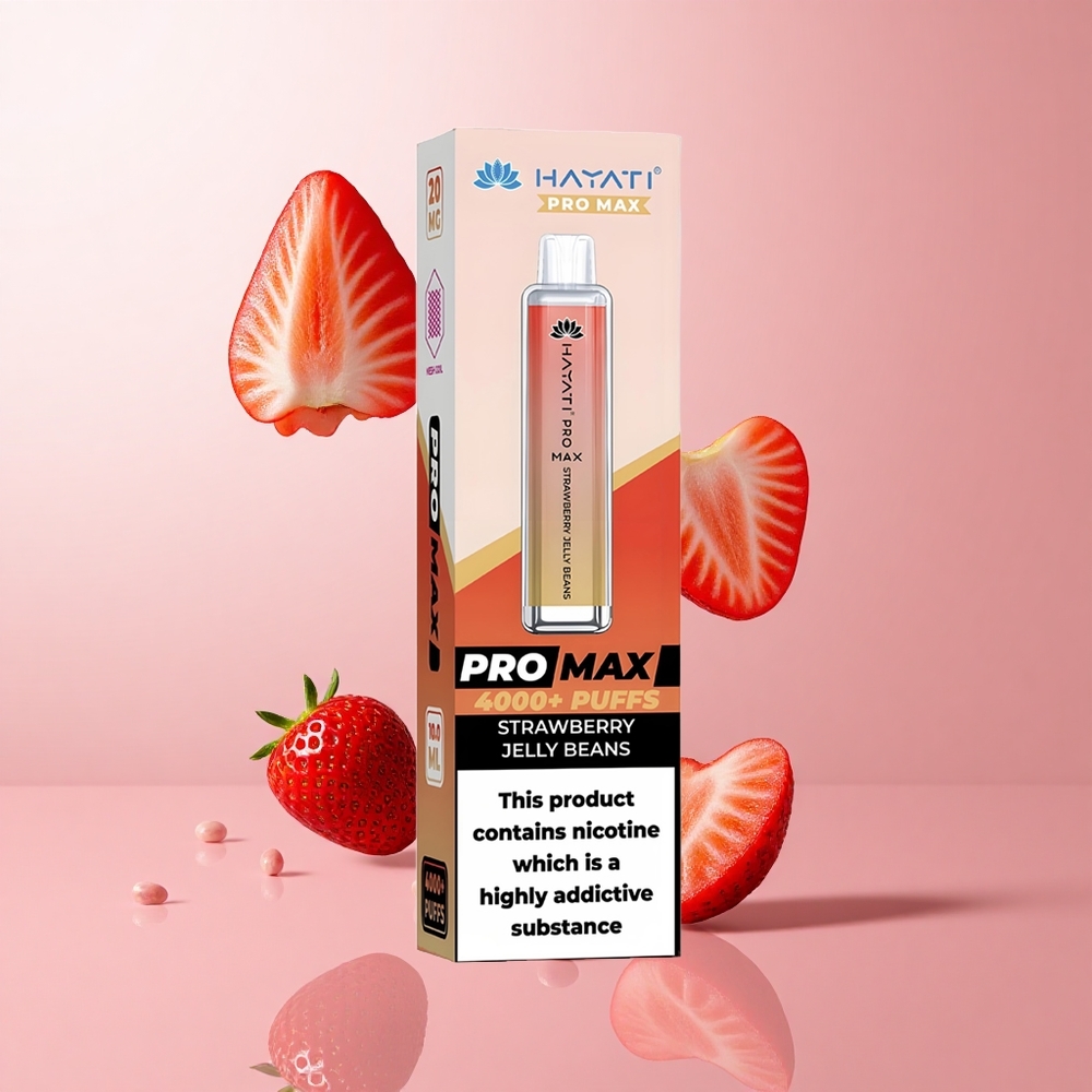 Hayati Pro Max 4000 Puffs Fraises Jelly Beans Double Bobine 1.1 Ohm wholesale Suisse