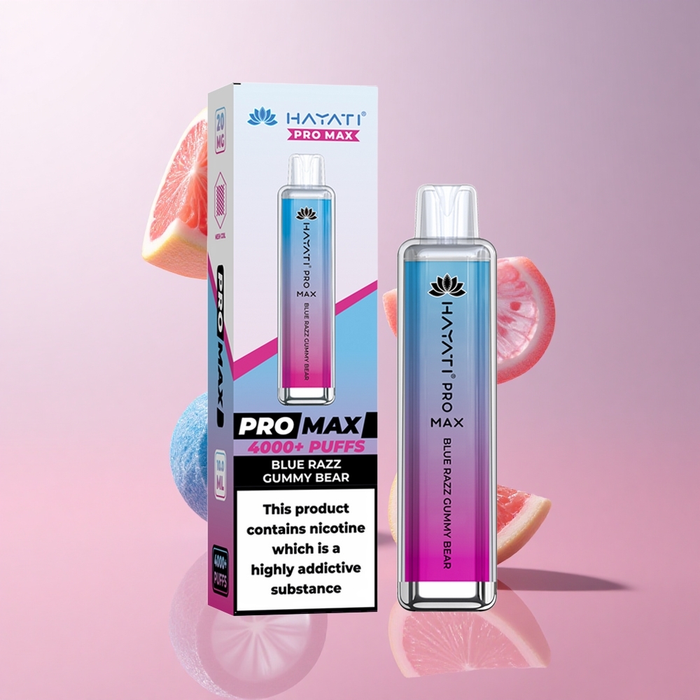 Hayati Pro Max 4000 Puffs Gummy Bear Bleu Framboise Rechargeable 1400mAh wholesale Suisse
