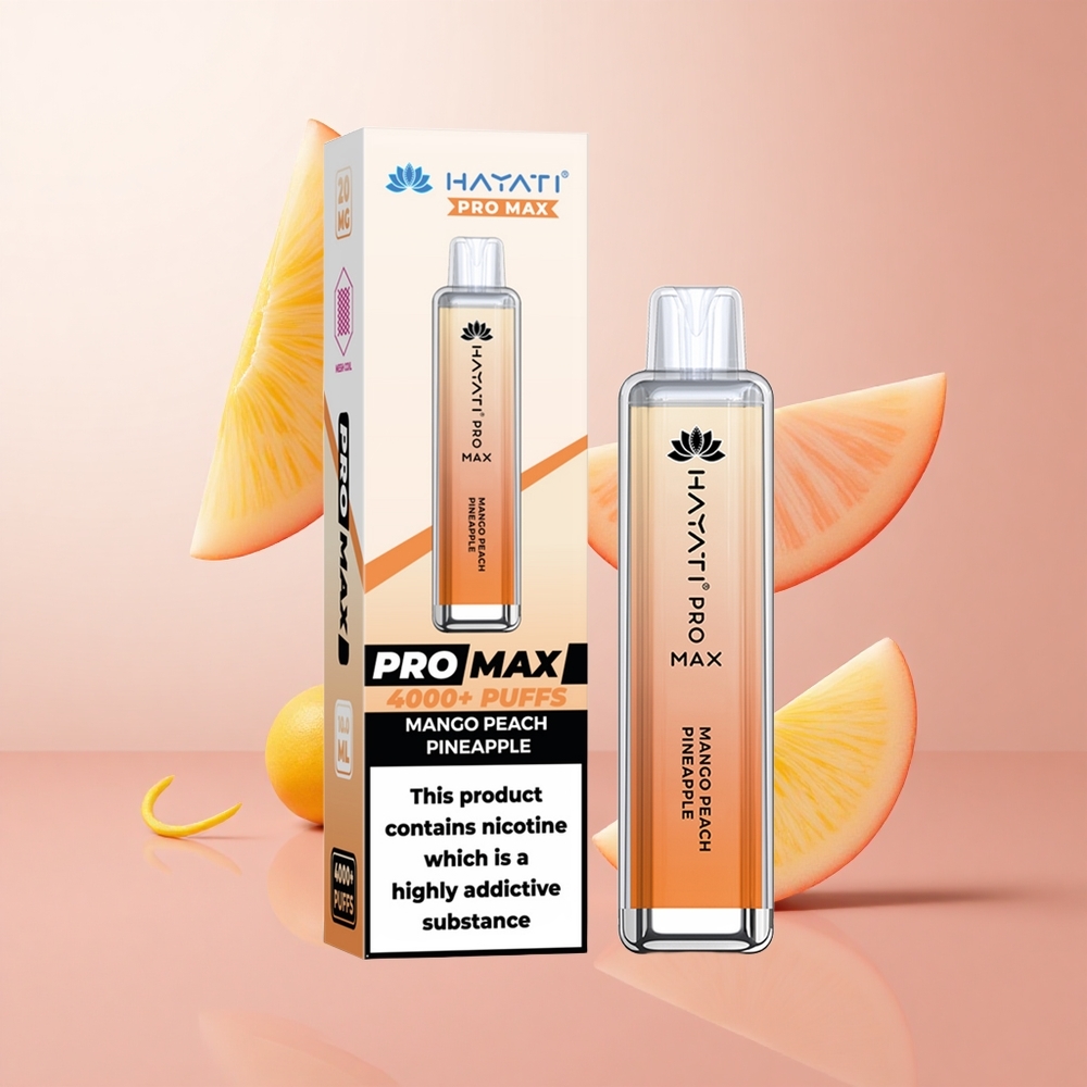Hayati Pro Max 4000 Puffs Mangue Pêche Ananas Vape Jetable 1400mAh rechargeable wholesale Suisse