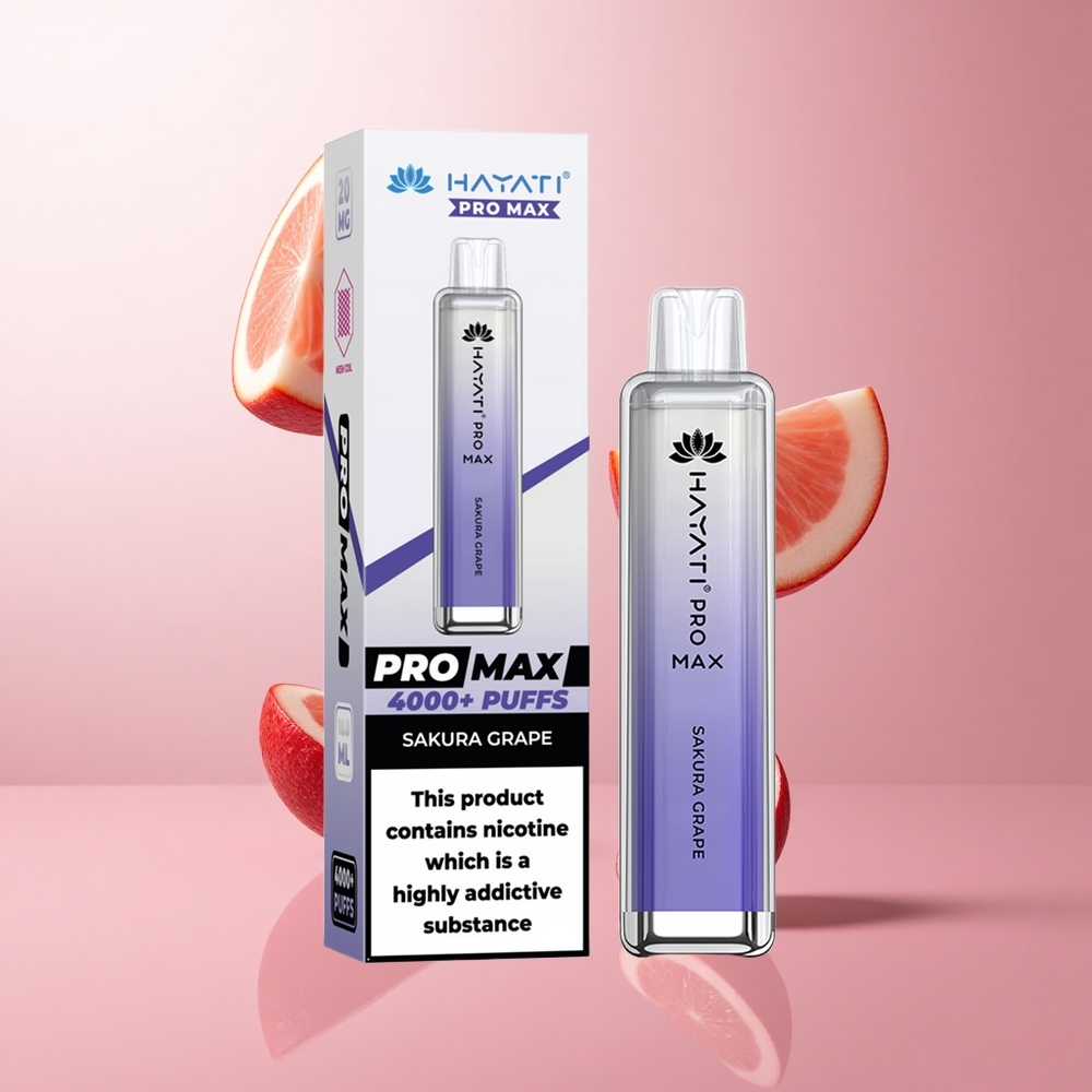 Hayati Pro Max 4000 Puffs Sakura Raisin Vape Jetable Batterie Rechargeable 1400mAh wholesale Suisse