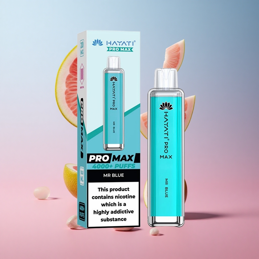 Hayati Pro Max 4000 Puffs Vape Jetable Bleu Mr Dual 1.1 Ohm Mesh Coil wholesale Suisse