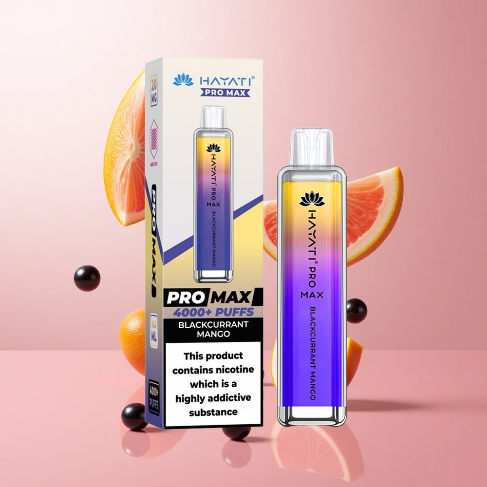 Hayati Pro Max 4000 Puffs Vape Jetable Cassis Mangue LED lumière au fond Rechargeable wholesale Suisse