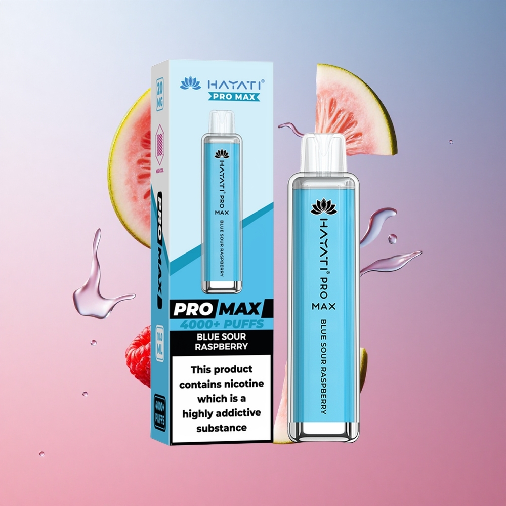 Hayati Pro Max 4000 Puffs Vape Jetable Framboise Acidulée Bleue 1400mAh batterie rechargeable wholesale Suisse