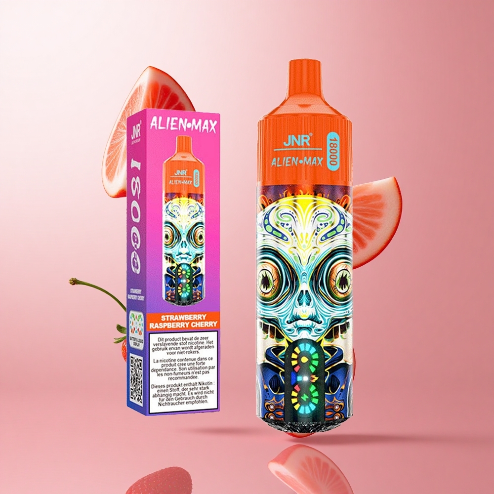 JNR Alien Max 18000 Puffs Fraise Framboise Cerise Affichage LED Intelligent Dual Mesh Coil wholesale Suisse