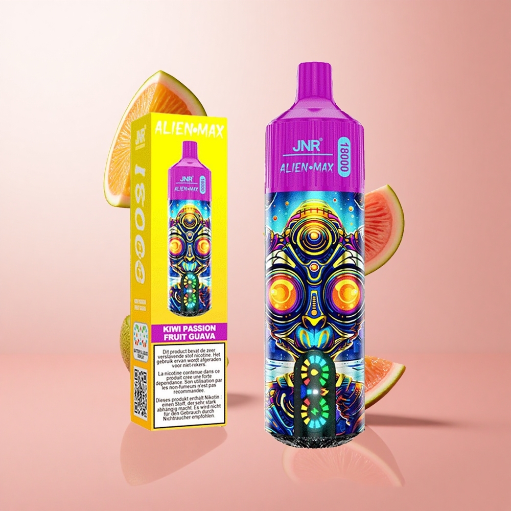 JNR Alien Max 18000 Puffs Kiwi Fruit de la Passion Goyave Afficheur LED Intelligent Dual Mesh Coil wholesale Suisse