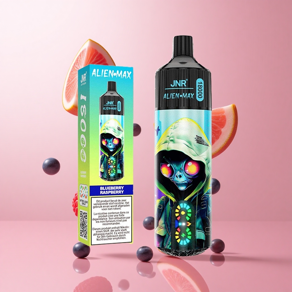 JNR Alien Max 18000 Puffs Myrtille Framboise Affichage LED Dual Mesh Coil wholesale Suisse