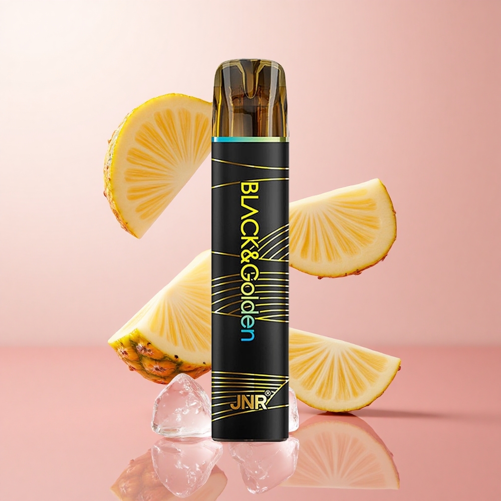 JNR Black&Golden 600+200 Puffs Ananas Glacé Vape Jetable TPD certifié 2% Nicotine wholesale Suisse