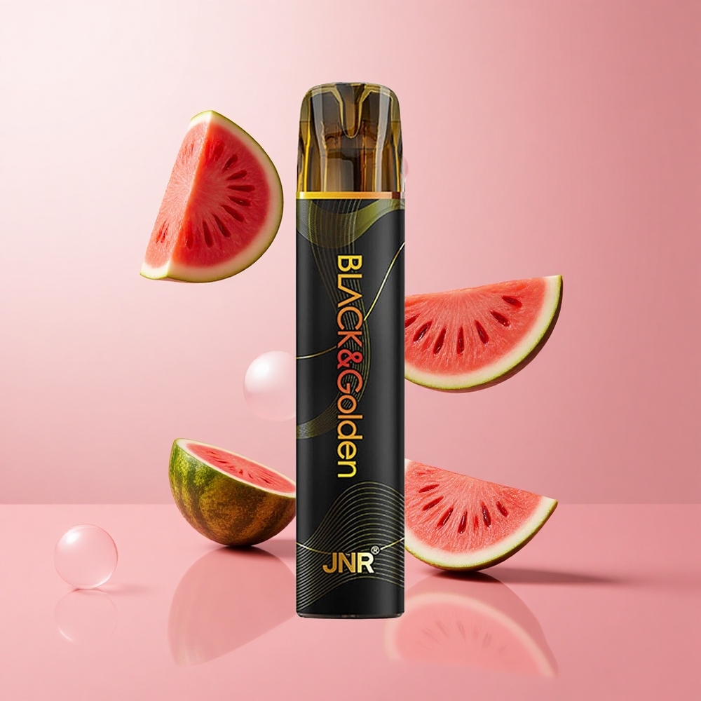JNR Black&Golden 600+200 Puffs Vape Jetable Pastèque Bubble Gum TPD certifié 2% nicotine wholesale Suisse