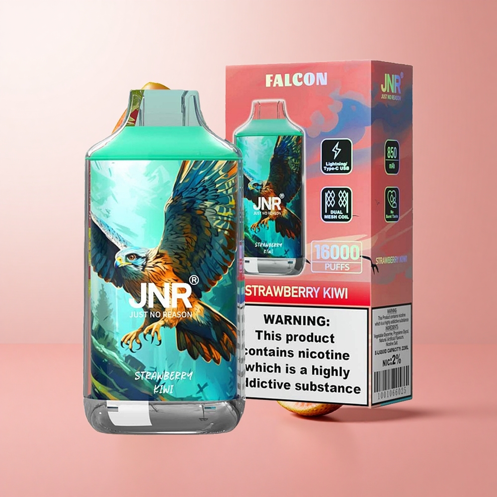 JNR Falcon 16000 Puffs Fraise Kiwi 22ml Dual Mesh Coil wholesale Suisse