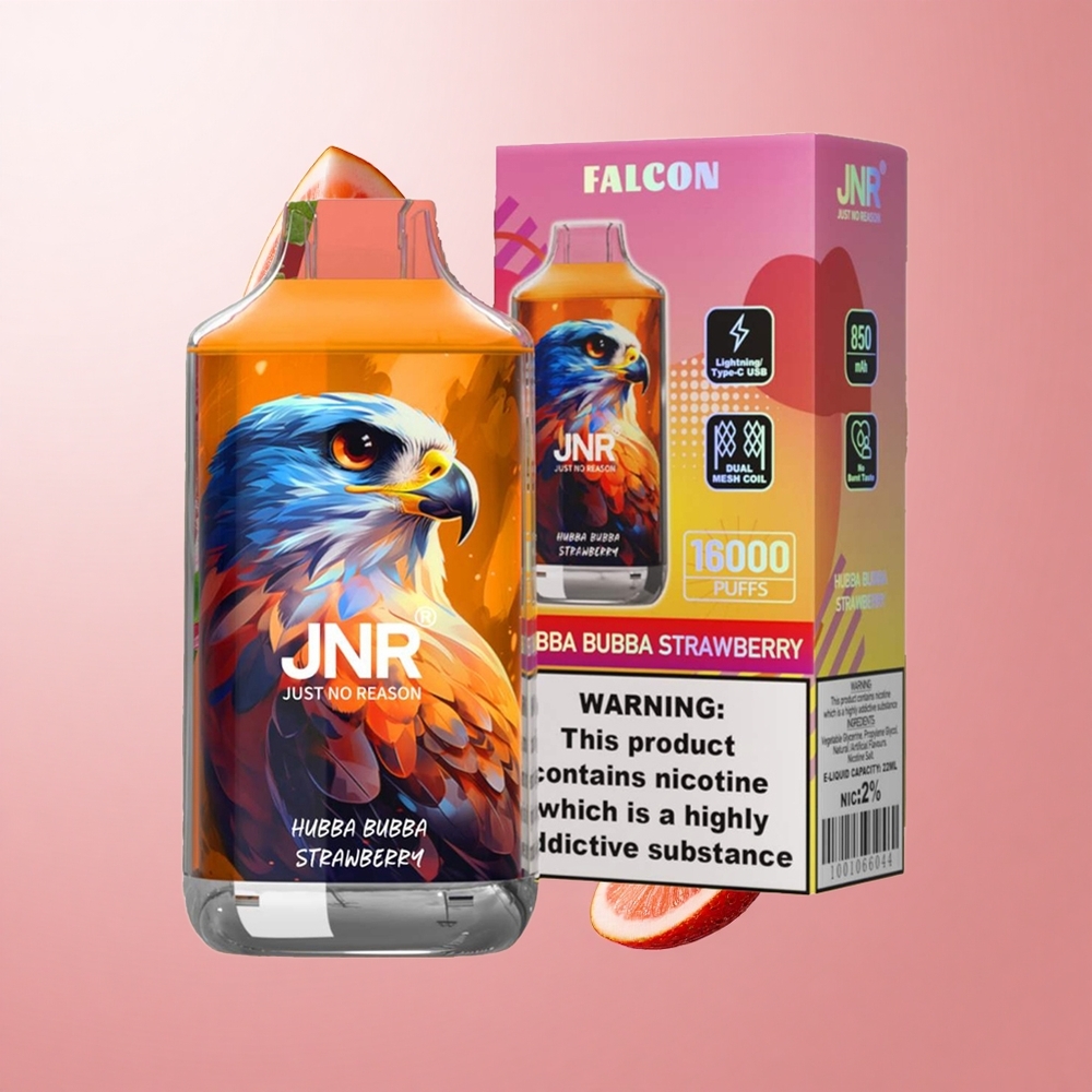 JNR Falcon 16000 Puffs Hubba Bubba Fraise Dual Mesh Coil 22ml e-liquide wholesale Suisse