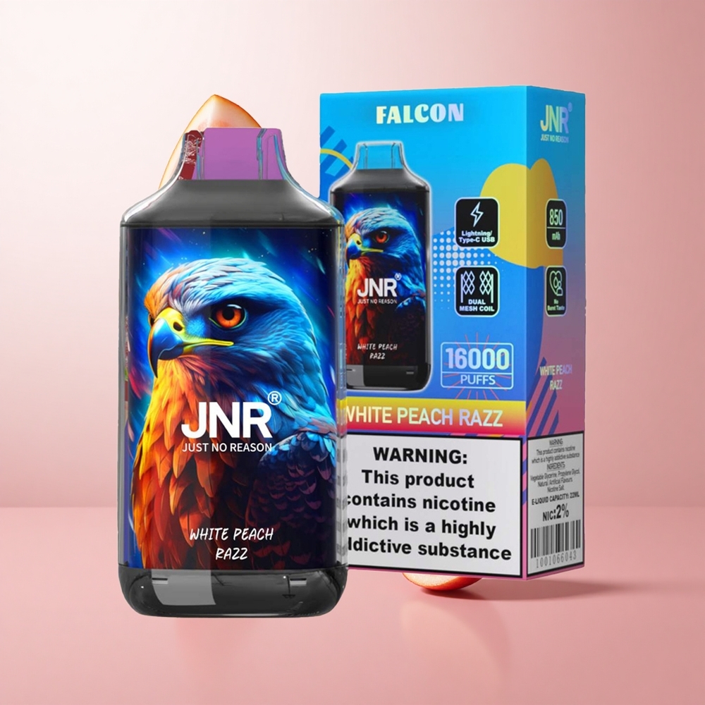 JNR Falcon 16000 Puffs Pêche Blanche Framboise 22ml LED Smart wholesale Suisse