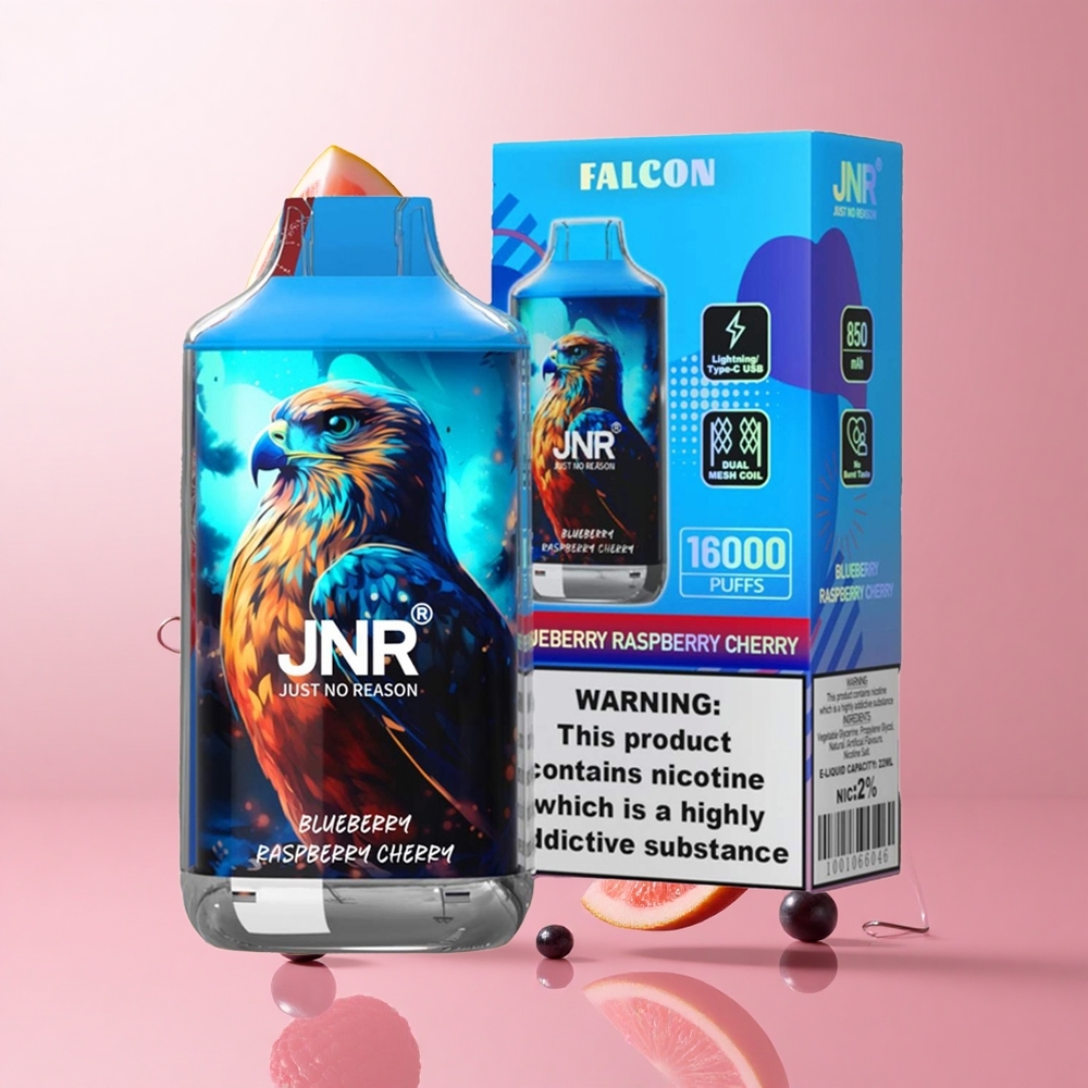 JNR Falcon 16000 Puffs Vape Jetable Myrtille Framboise Cerise avec 22ml E-liquide et Double Mesh Coil wholesale Suisse