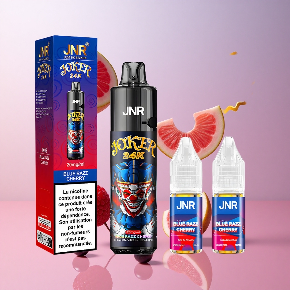 JNR Joker 24K Puffs Vape Jetable Bleu Framboise Cerise 2% nicotine 800mAh wholesale Suisse