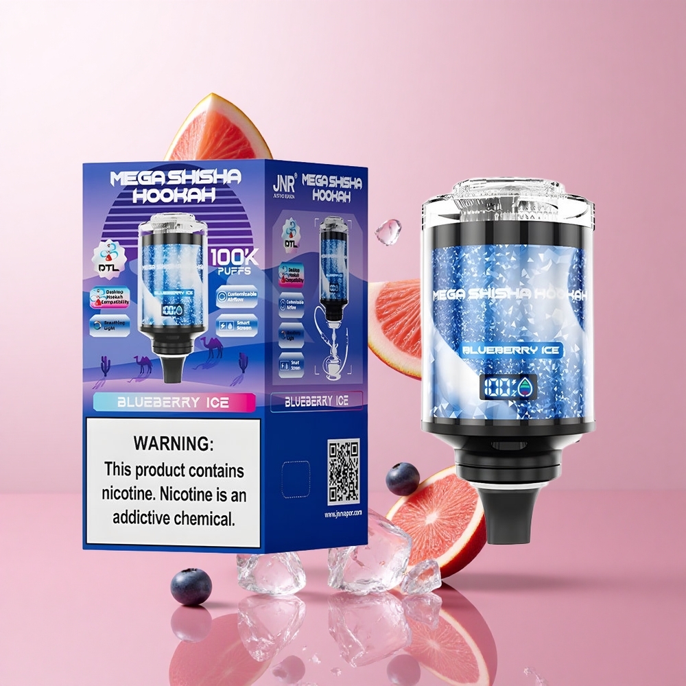 JNR Mega Shisha Hookah 100K Bleu Glace Compatibilité Bureau 60ml écran intelligent wholesale Suisse