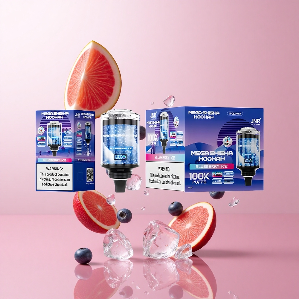 JNR Mega Shisha Hookah 100K Bleu Glace Compatibilité Bureau 60ml écran intelligent wholesale Suisse