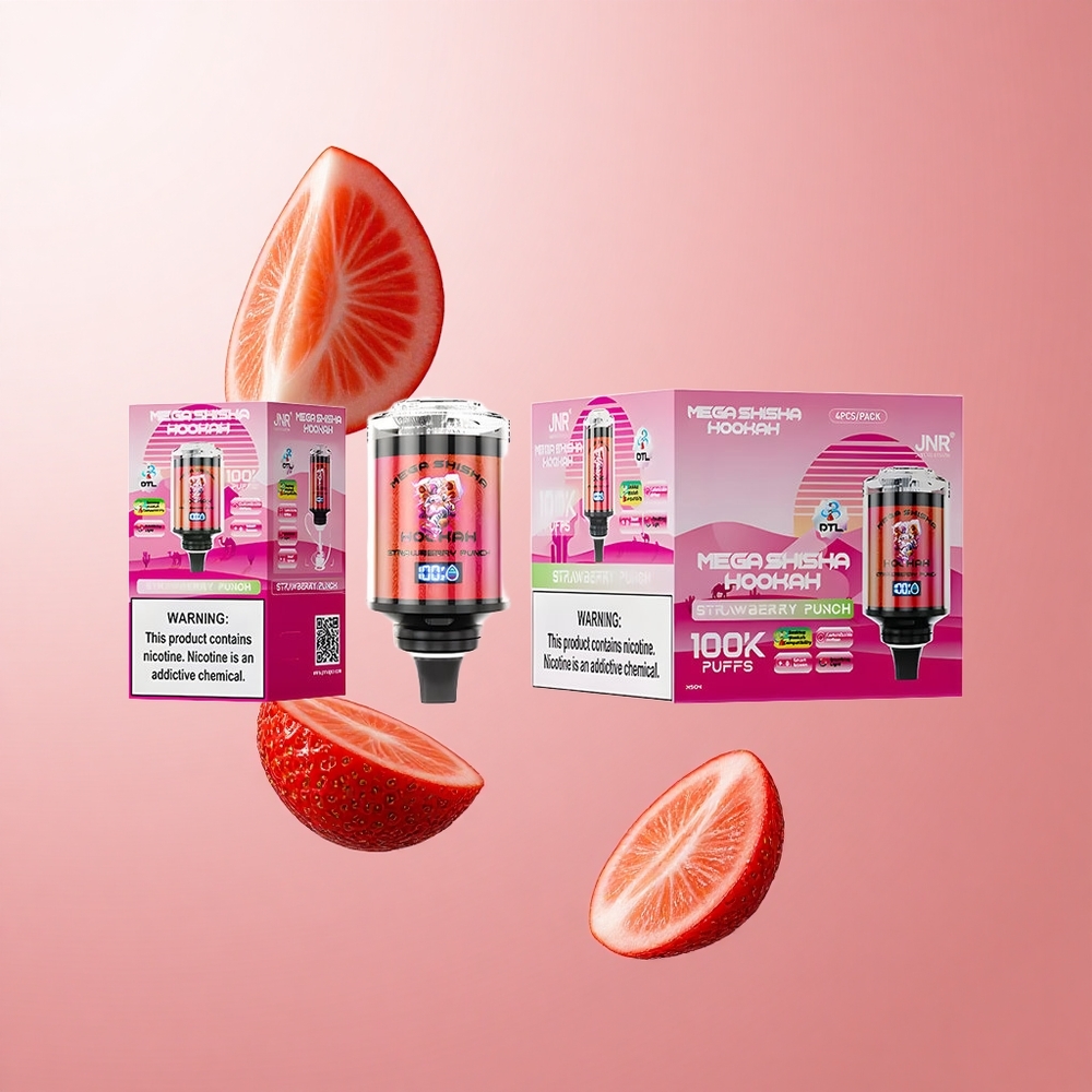 JNR Mega Shisha Hookah 100K Fraise Punch Écran Intelligent Compatible Bureau wholesale Suisse