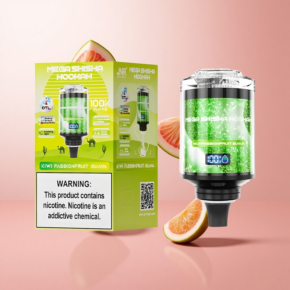 JNR Mega Shisha Hookah 100K Kiwi Fruit de la Passion Goyave Écran Intelligent 60ml wholesale Suisse