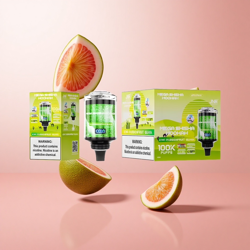 JNR Mega Shisha Hookah 100K Kiwi Fruit de la Passion Goyave Écran Intelligent 60ml wholesale Suisse