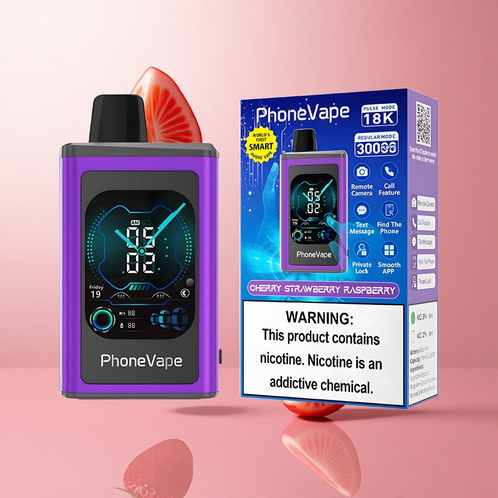 JNR PhoneVape 30000 Puffs Cerise Fraise Framboise App Contrôlé wholesale Suisse