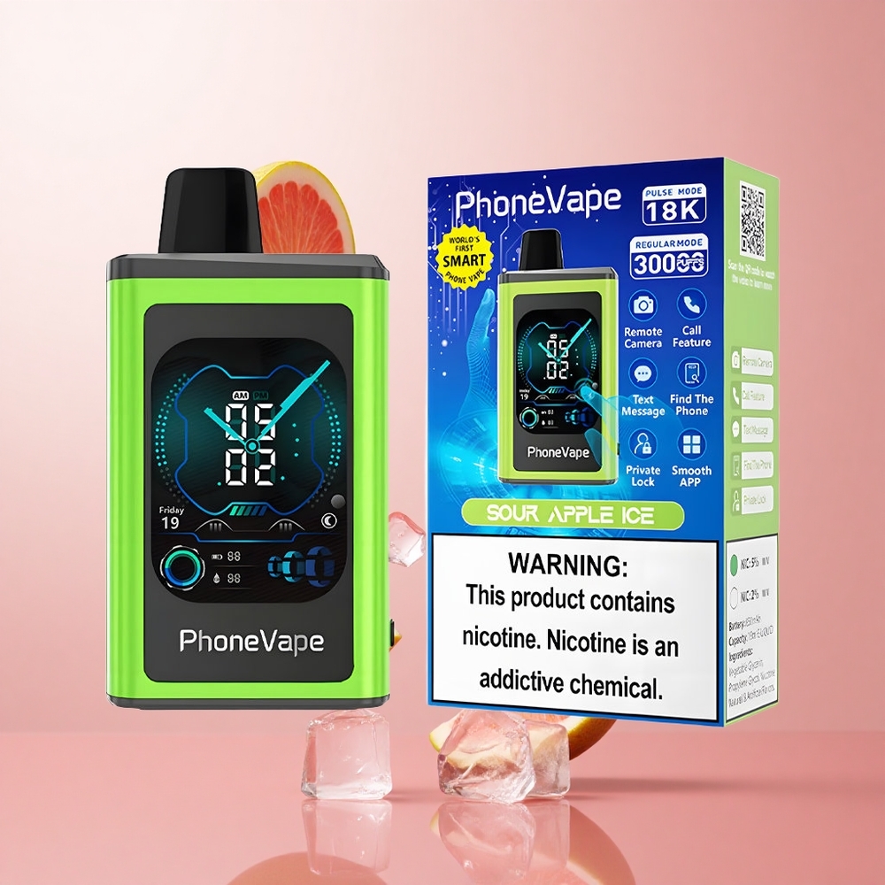 JNR PhoneVape 30000 Puffs Pomme Acidulée Glace Batterie Rechargeable 850mAh Type-C wholesale Suisse