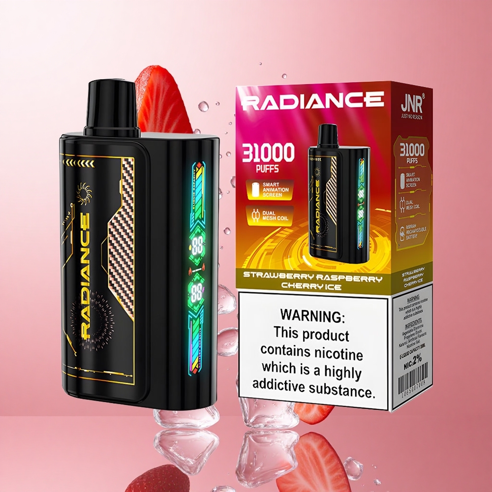 JNR Radiance 31000 Puffs Fraise Framboise Cerise Glace Écran Animation Dual Mesh wholesale Suisse