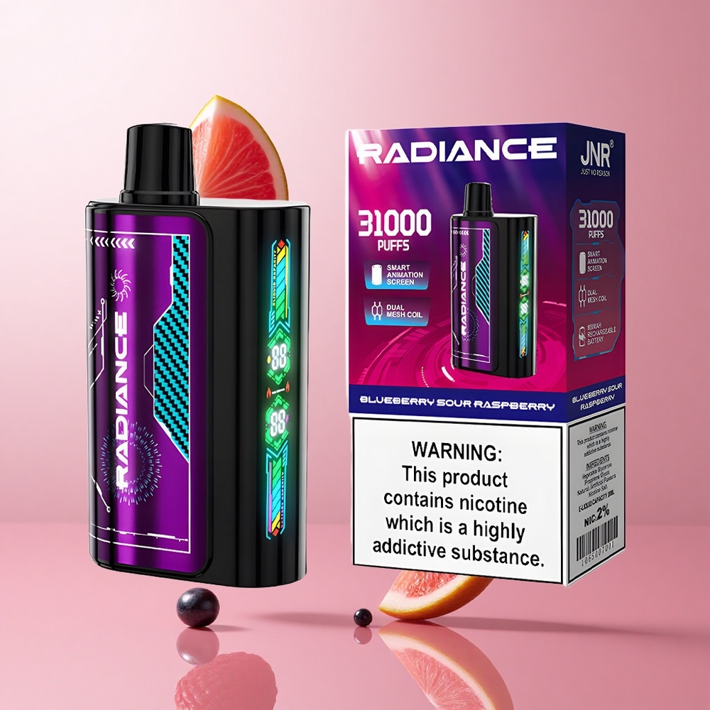 JNR Radiance 31000 Puffs Myrtille Acidulée Framboise Écran Animation Dual Mesh wholesale Suisse