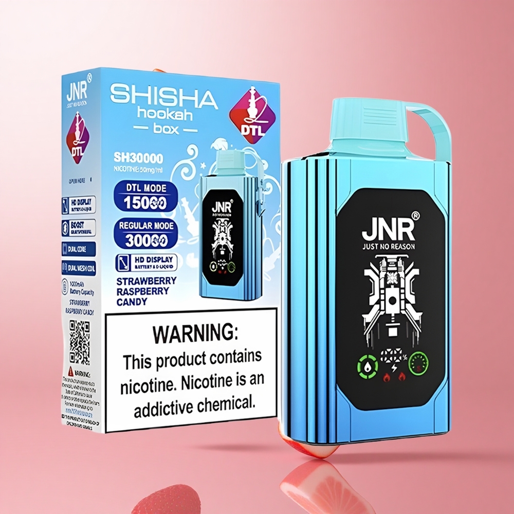 JNR Shisha Hookah Box 20500 Puffs Disposable Fraise Framboise Bonbon avec Affichage HD & Double Mesh Coil wholesale Suisse
