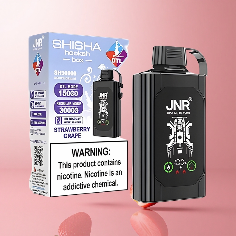 JNR Shisha Hookah Box 20500 Puffs Fraise Raisin Ecran HD 25ml Dual Mesh Coil wholesale Suisse