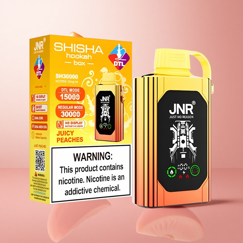 JNR Shisha Hookah Box 20500 Puffs Pêches Juteuses Affichage HD 25ml Dual Mesh Coil wholesale Suisse