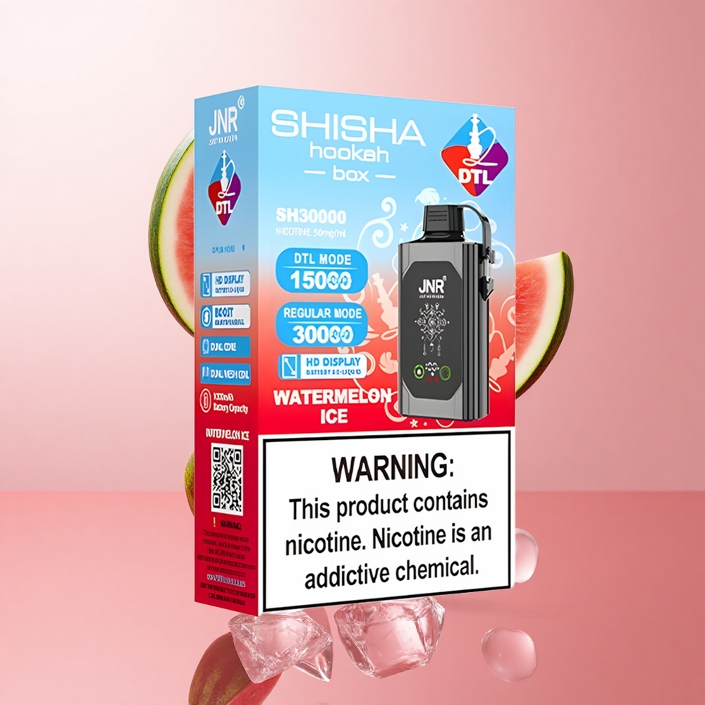 JNR Shisha Hookah Box 20500 Puffs Pastèque Glacée Affichage HD Dual Mesh Coil wholesale Suisse