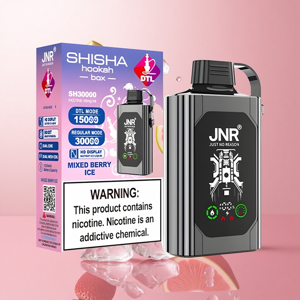 JNR Shisha Hookah Box 20500 Puffs Vape Jetable Baies Mixtes Glacées avec Affichage HD & Charge Rapide Type-C wholesale Suisse