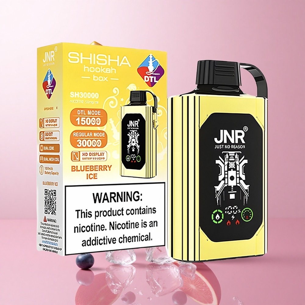 JNR Shisha Hookah Box 20500 Puffs Vape Jetable Bleuet Glacé Affichage HD - 25ml - wholesale Suisse