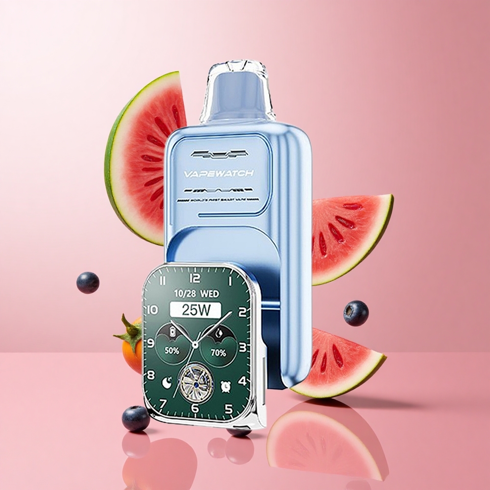 JNR Vape Watch 30000 Puffs Myrtille Pastèque 19mL Dual Mesh Coil wholesale Suisse