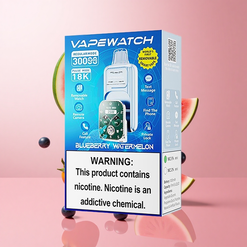 JNR Vape Watch 30000 Puffs Myrtille Pastèque 19mL Dual Mesh Coil wholesale Suisse