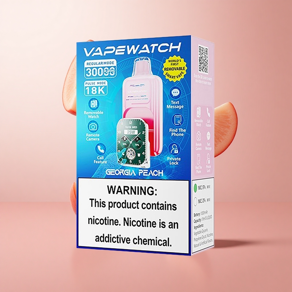 JNR Vape Watch 30000 Puffs Pêche Géorgienne Mode Régulier: 30000 Puffs Dual Mesh Coil wholesale Suisse