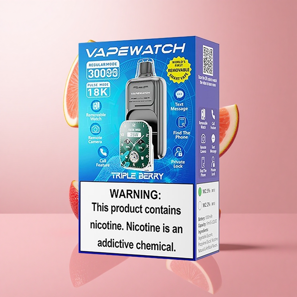 JNR Vape Watch 30000 Puffs Triple Baies 19mL Dual Mesh Coil wholesale Suisse