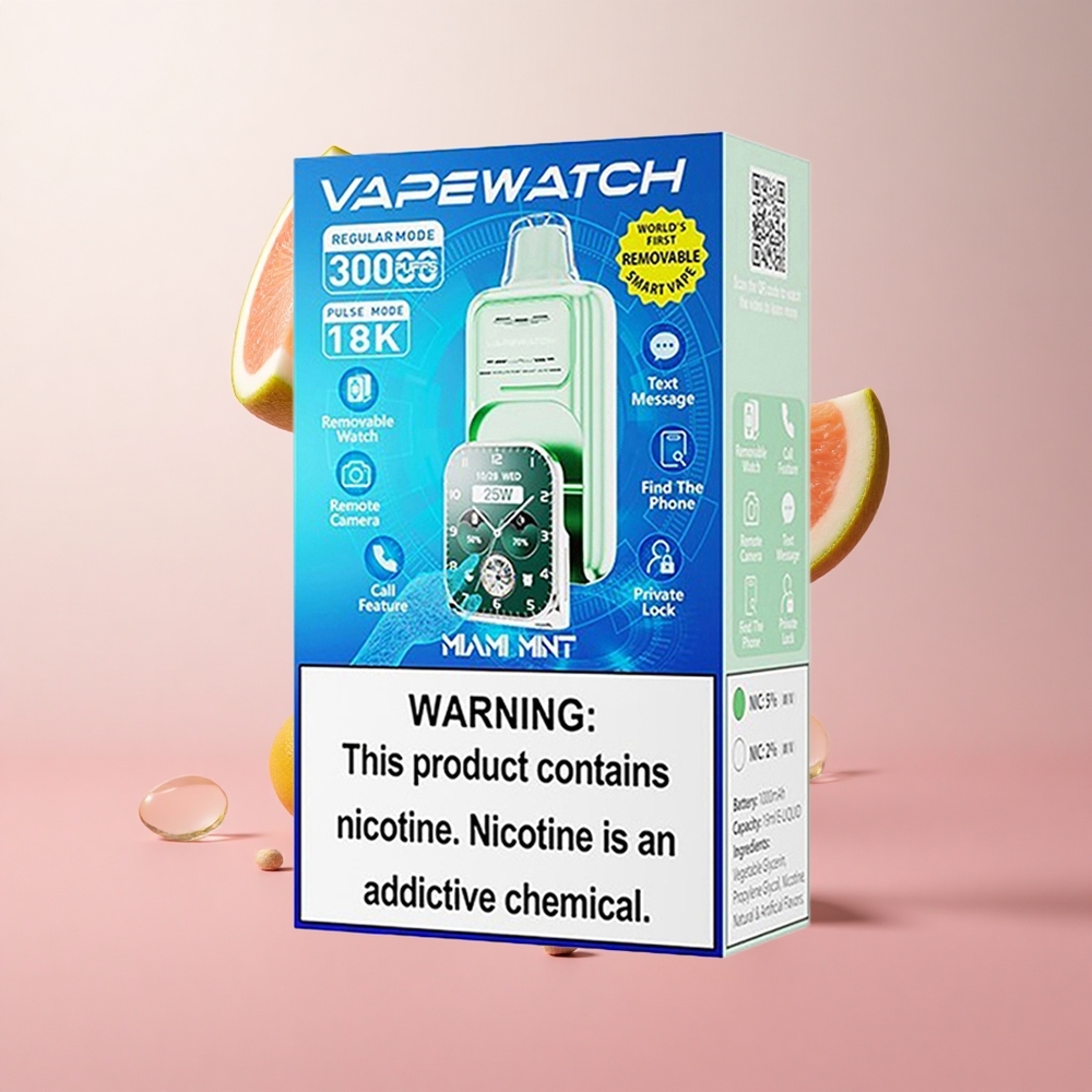 JNR Vape Watch 30000 Puffs Vape Jetable Menthe de Miami Mode Régulier: 30000 Puffs wholesale Suisse