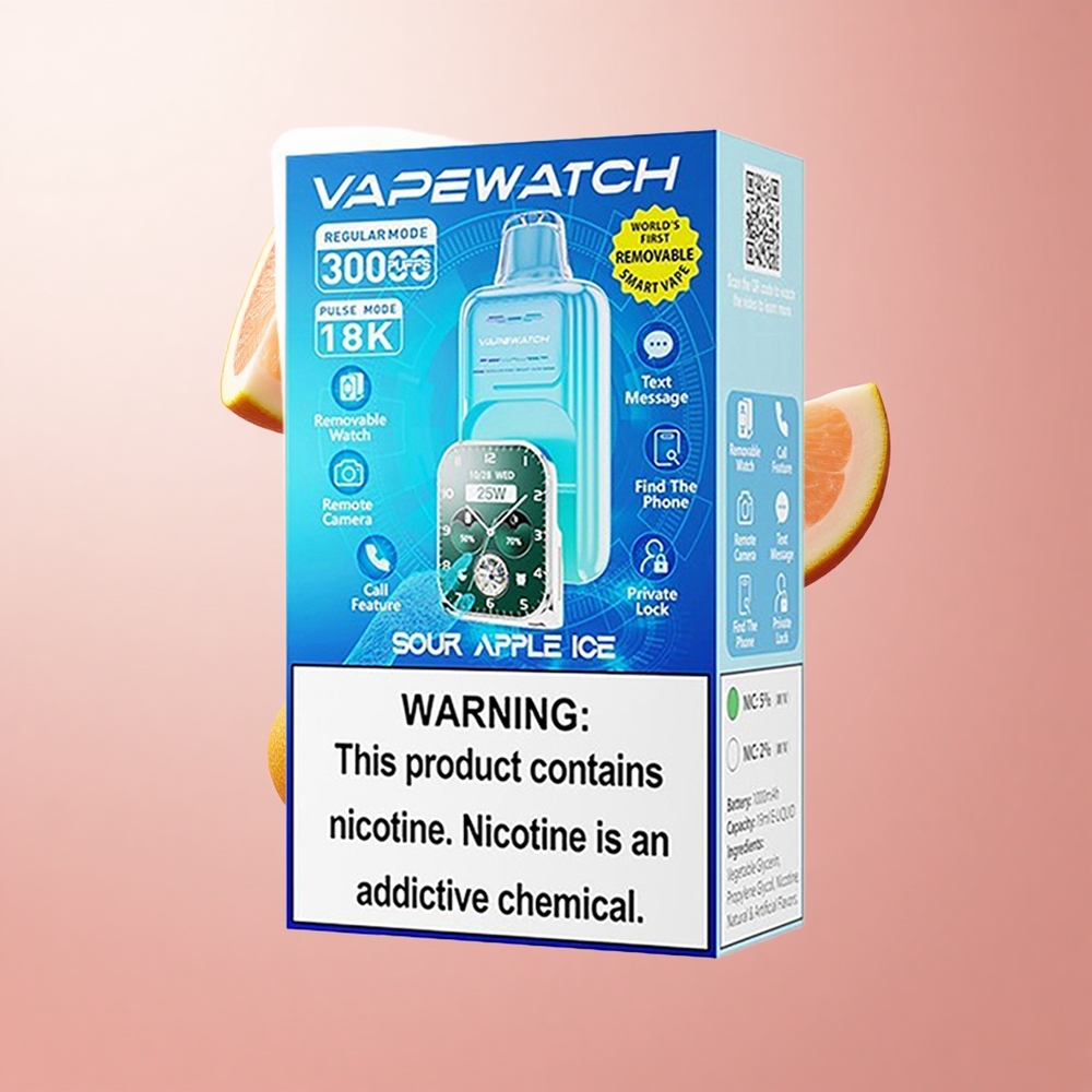 JNR Vape Watch 30000 Puffs Vape Jetable Pomme Acidulée Glace 19mL 5% Nicotine wholesale Suisse