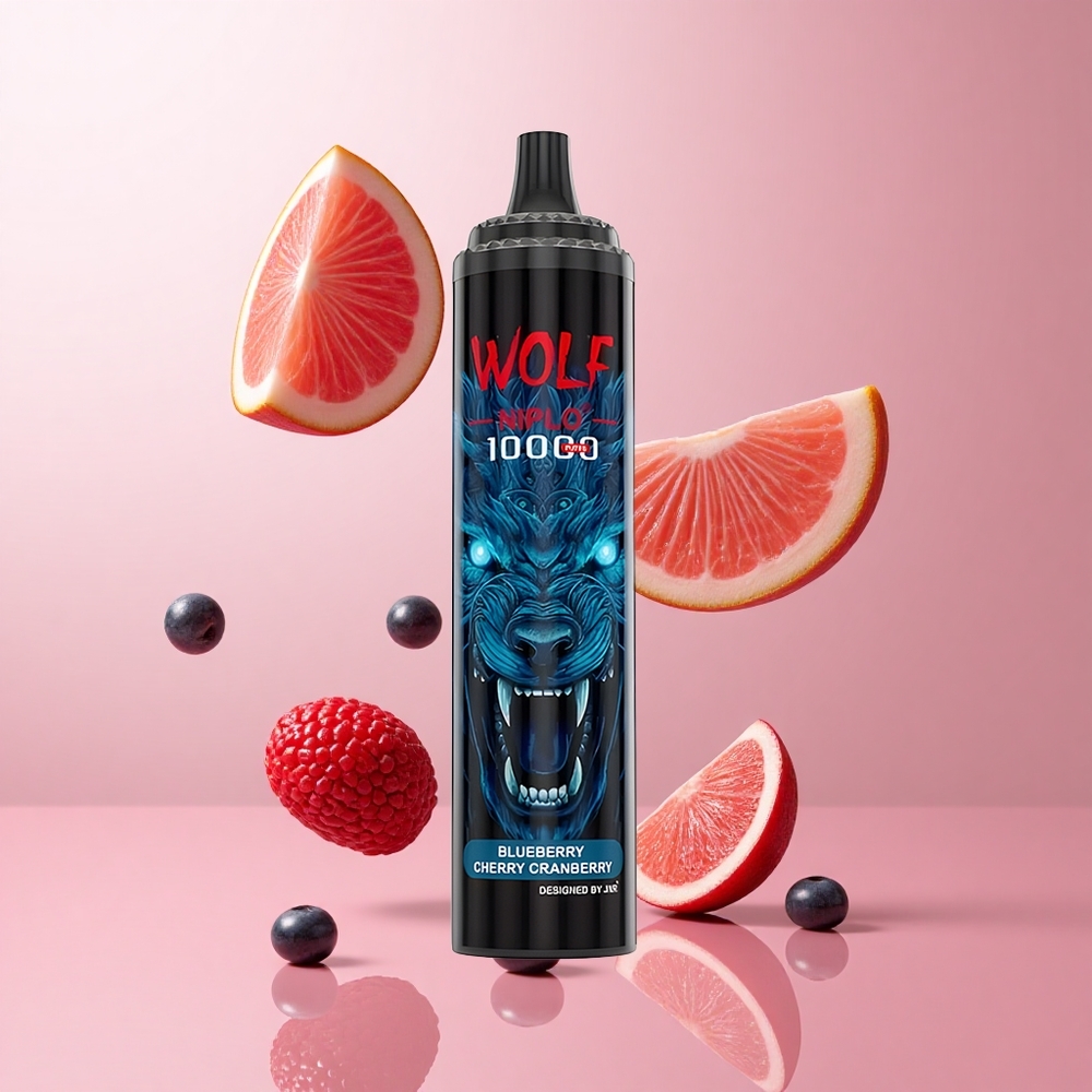 JNR Wolf Niplo 10000 Puffs Myrtille Cerise Canneberge 20ml 0%/2%/5% Nicotine wholesale Suisse