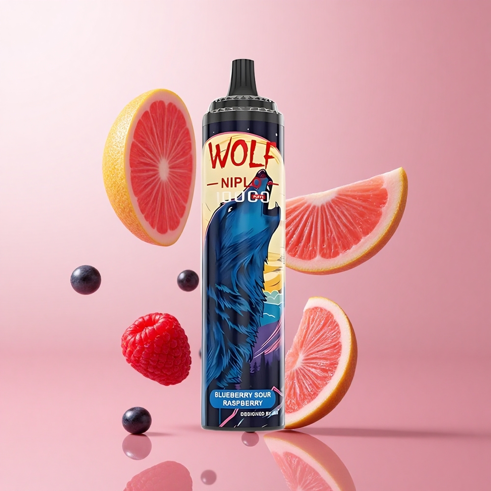 JNR Wolf Niplo 10000 Puffs Myrtille Framboise Acidulée 20ml 0%/2%/5% Nicotine wholesale Suisse